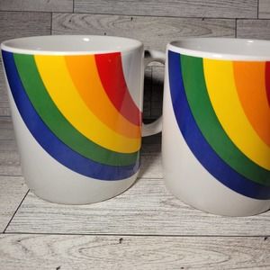 Vintage Rainbow Mug Set 1984 Korea FTDA